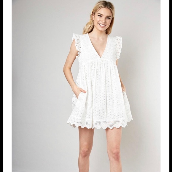 Mustard Seed White Embroidered Romper/Dress - Picture 1 of 4